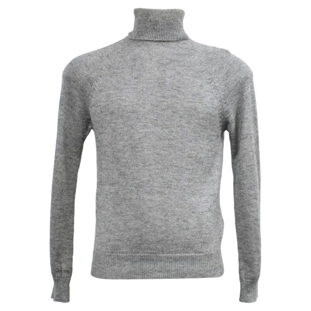 Saint Laurent Knitted Turtleneck Sweater in Grey Wool